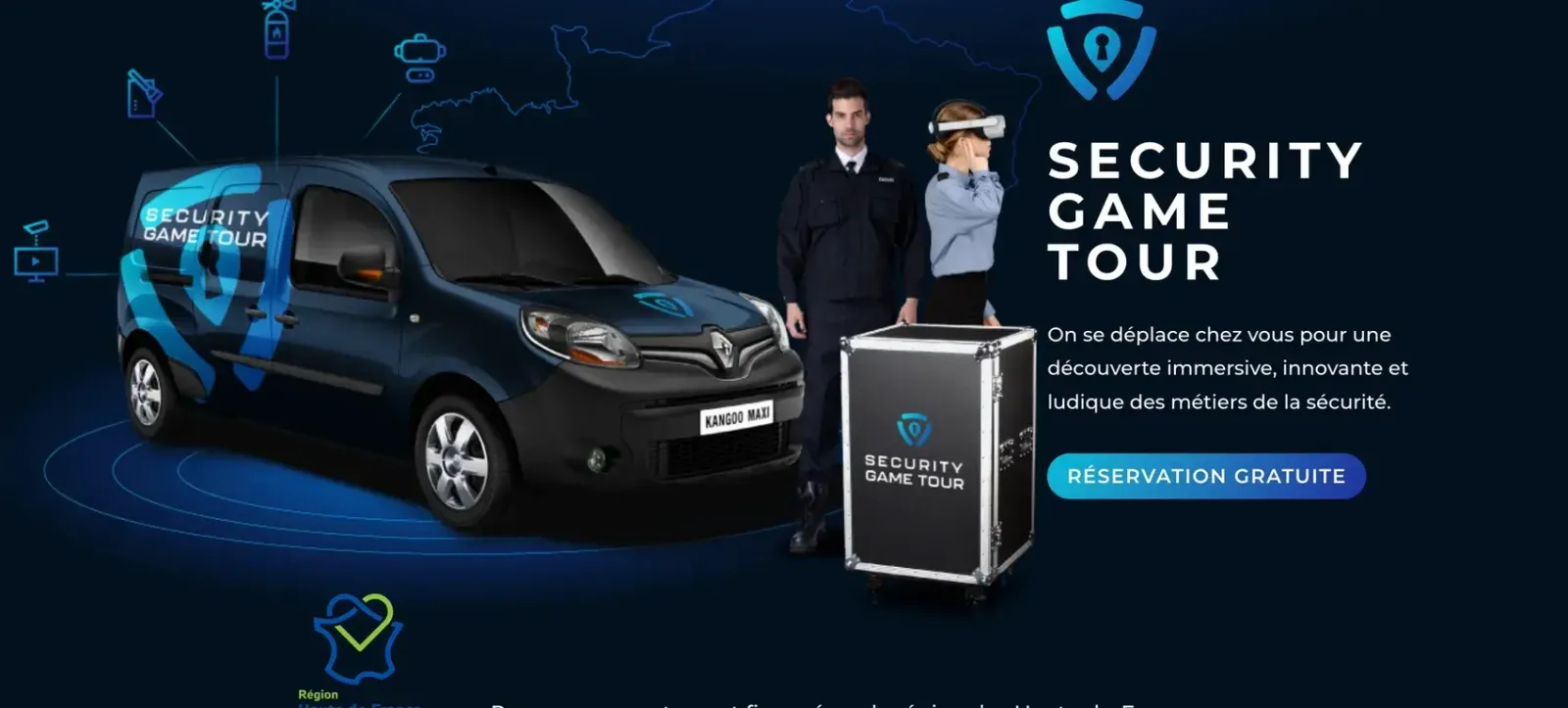 The Security Game Tour: the van and the case that travel to the audiences