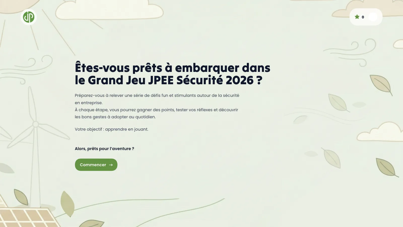 The JPEE safety game's welcome